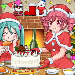 クリスマス会を楽しい過ごす人々