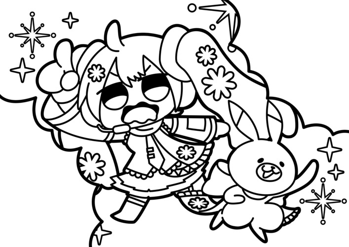 Piapro ピアプロ イラスト 雪ミクぬりえ 1