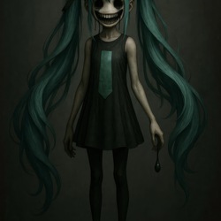 黯音ミク感染体:口角ノ黒液、滴ル。『ゴシック&ホラー』初音ミク