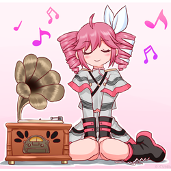レトロなレコードプレーヤーを聴くSVテトさん