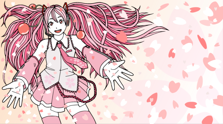Piapro ピアプロ イラスト 桜ミク 春霞 たなびく山の 桜花 見れどもあかぬ 君にもあるかな 描いてみた