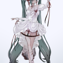 赤い花畑に舞い降りた初音ミク