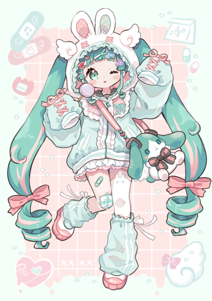 イラスト「サブカルぱっつんミクちゃん」