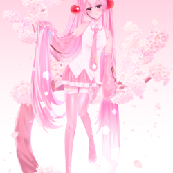 やさしい桜の木と桜ミク