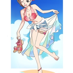 波とたわむれるMEIKOさん