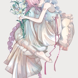 巡音ルカは中世のルームウェアを着ています