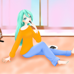 部屋でのんびり