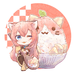 7月　桃かき氷×ルカさん