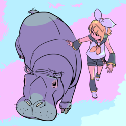 カバと歩くリンちゃん