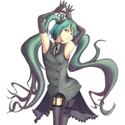 喪服っぽい衣装のミクさん