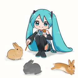 うさぎと仲良くなりたいミクちゃん