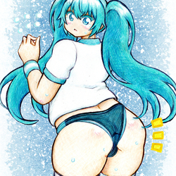 ブルマ姿のミクちゃん(後ろ姿)