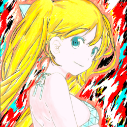 初音ミク　色塗り  乱塗り